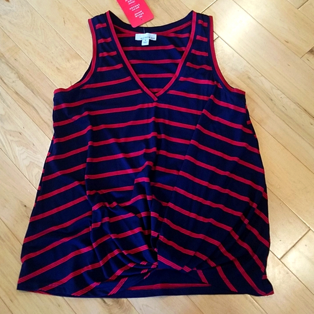 NWT Allison Joy Ryder Tuck Tank - Red/Navy Stripes